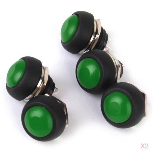 10pcs Momentary Push Button Horn Switch for Doorbell/Boat/Car Waterproof Green