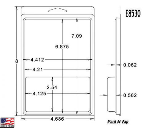 E8530: 250- 8&#034;H x 4.7&#034;W x 0.6&#034;D Clamshell Packaging Clear Plastic Blister Pack