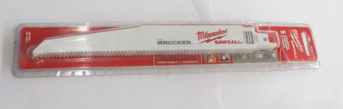 Milwaukee Sawzall Wrecker 5 General Purpose Blades 9&#034; 230mm 8 TPI 48-00-5706