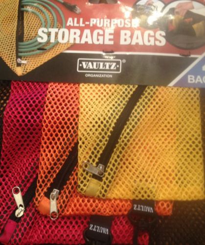 Vaultz Mesh Storage Bags, Assorted Colors and Sizes, 4 Bags New 300479