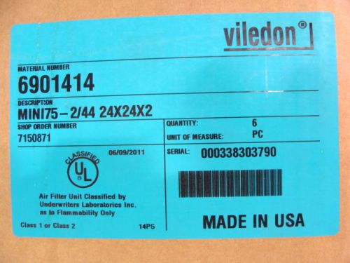 New viledon heavy duty class 2 rigid pleated air filter mini75-2/44 24x24x2 hvac for sale