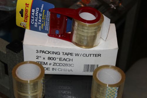 New! Tape it Clear Sealing Tape with Cutter - 3 Rolls