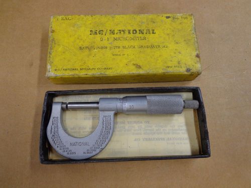 National 0-1&#034; Micrometer, Machinist Tools, Mill, Lathe,Shop