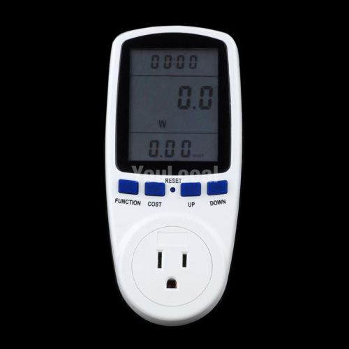Wall Outlet LCD Power Energy Monitor Watt Voltage Amps Meter Home Plug Partner