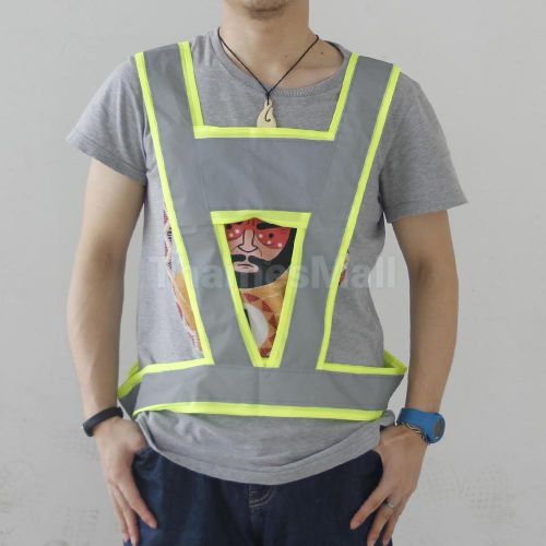 High visibility yellow safety waistcoat vest w/ gray reflective strips tapes for sale