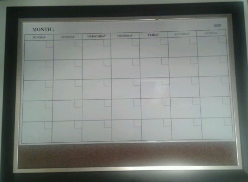 Dry erase calendar with cork, black frame 17&#034; x  23&#034;