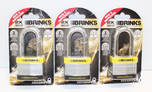 NEW Brinks Commercial 2&#034; 50MM Laminated Steel Padlock Lot of (3) 662-52091