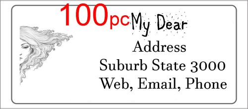100 Personalised return address label adhesive mailing sticker 56x25mm half face