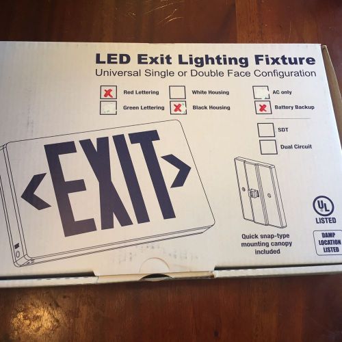 Led emergency exit lighting fixture red lettering double face battery backup new for sale