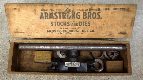 Vintage armstrong bros. pipe threading set with box. for sale