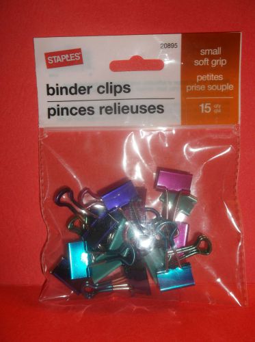 Binder Clips Purple, Green, Pink, Blue 15 Clips NIP