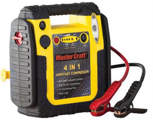 Master Craft 4-in-1 Jumpstart Air Compressor 600 Peak Amps Jumpstarter w/ Light