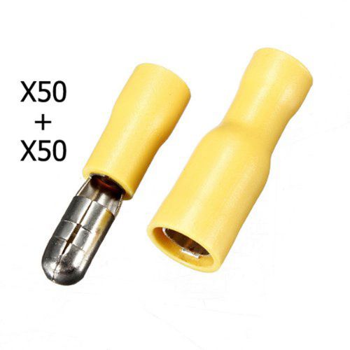 100x male &amp; female insulated bullet butt connector crimp wire terminals 12-10awg for sale