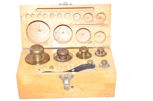 Vintage Fisher Calibration Weight Set Brass 2000g Wood Box