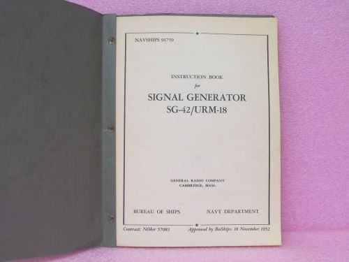 Military Manual SG-42/URM-18 Signal Generator Operating &amp; Maint. Manual w/Schem.