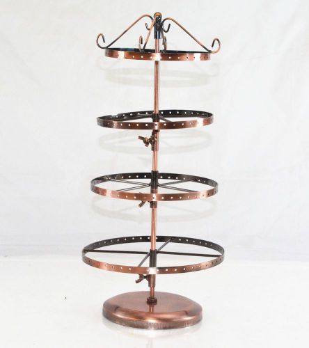 New Large Rotating Earrings Jewelry Stand Display Round Metal Rack Holder Bronze