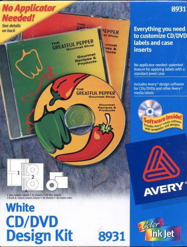 Avery ink jet 8931 matte white cd/dvd labeling kit 30 disc lables for sale