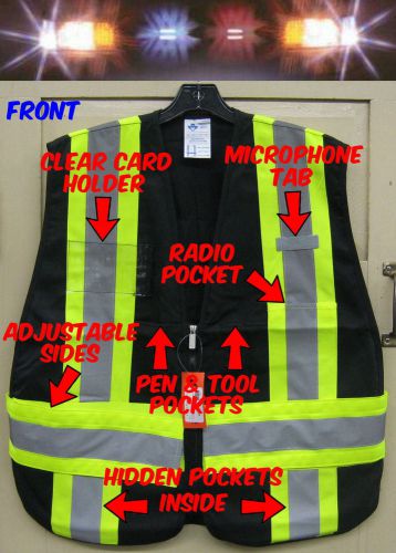 *see video* hi-visibility reflective traffic safety vest heavy-duty black for sale
