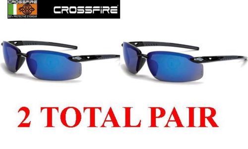 Crossfire ES5 2968 Safety Sunglasses With Black Frame Blue Lens  - 2 Total Pairs