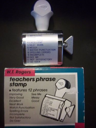 W T Rogers Teachers 12 Phrase Stamp New in Original Box