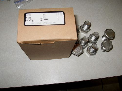 5/8-11 x 1 Hex Head Cap Screws 304 Stainless Steel {18-8] lot of 25 or larger