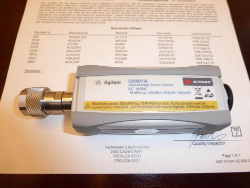 Agilent keysight u8481a dc/10 mhz – 18 ghz usb thermocouple power sensor - cal&#039;d for sale