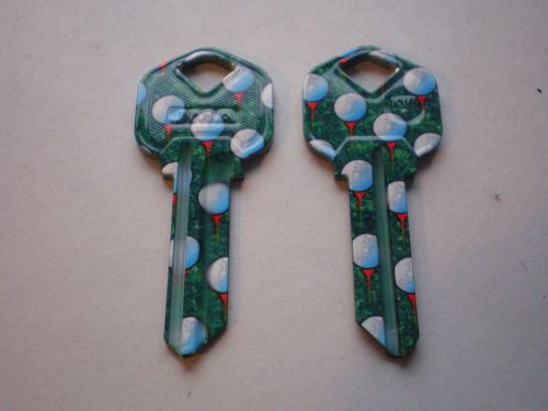 KW1 KWIKSET KEY BLANKS / TWO PAINTED GOLF / FREE SHIPPING