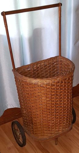 Old Wicker Shopping Basket with wheels (PICK UP ONLY!)