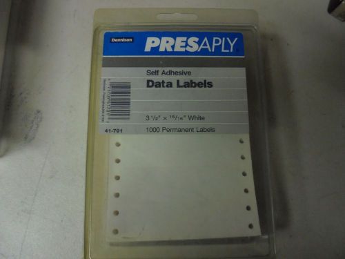 Dennison Presaply Self Adhesive Data Labels 1000 White Labels 3 1/2&#034; x 15/16