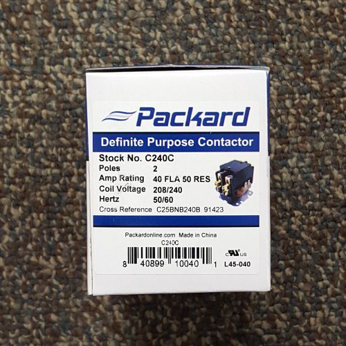 Packard c240c 2 pole 40 amp contactor 208/240 volt coil contactor for sale