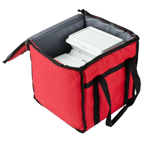 San Jamar FC1212-RD 12&#034; x 12&#034; x 12&#034; Red Insulated Nylon Food Delivery Bag