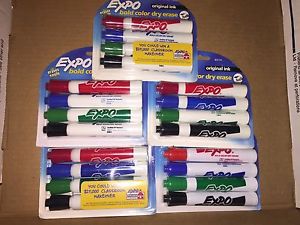 Expo Original Chisel Tip Dry Erase Markers, 4 Colored Markers LOT OF 5 SEALED