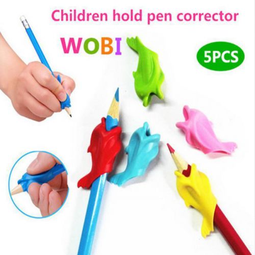5pcs Dolphin Wobi Pencil Holder Writing Pen Posture Correction Kid Children Gift