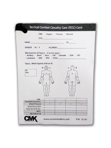 Tactical Combat Casualty Care Card Treatment Documentation Wound Medic IFAK EMS