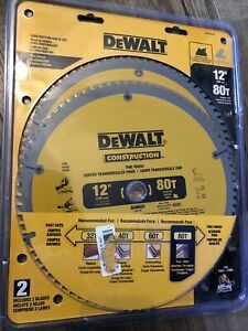 DeWalt 12in 80T Fine Finish Circular Saw Blade DW3128 Pack of 2