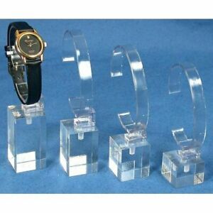 Set of 4 Watch Stands Acrylic Showcase Riser Jewelry Display