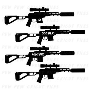 Mini Fix 300 BLK SVG - Gun Cricut Files - Q Rifle Silhouettes - AR15 Vector File