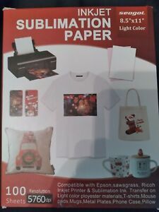 100 Sheets Inkjet Printer Sublimation Paper 8.5 x 11 Heat Transfer Epson Ricoh