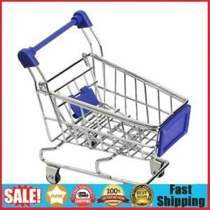 Mini Supermarket Handcart Shopping Utility Cart Mode Storage Toy Blue