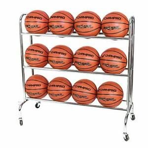 Champro 12 Ball Rack with Casters Upright Silver 41 x 17 x 41