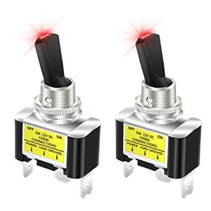 2PCS Electrical Large 30A 12 Volt Heavy Duty Toggle Switch Lighted Racking Car