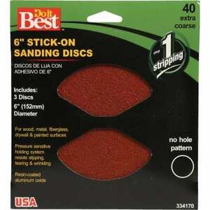 Do it Best 6 In. 40 Grit Stick-On Sanding Disc (3-Pack) 334170 Pack of 50