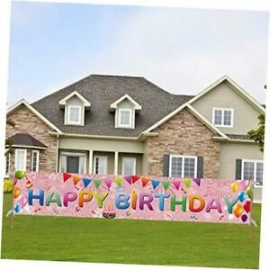 Happy Birthday Banner Rose Gold Outdoor Decorations - Large 98&#034; x 18&#034;