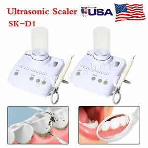 2* Portable Dental Ultrasonic Piezo Scaler w/ Handpiece Bottles for DTE SATELEC