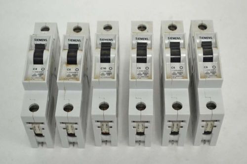 Lot 6 siemens assorted 5sx21 c6 c10 c4 400v-ac circuit breaker b352858 for sale
