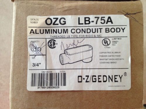 Lb-75a o-z/gedney conduit body, 3/4 in (one box of seven) for sale