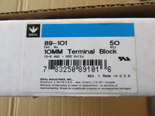 (50) Ideal 89-101 Terminal Blocks 18-6 Awg 600V or Less NEW!!! Free Shipping