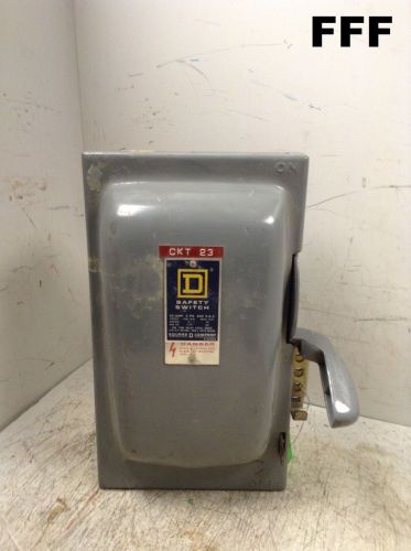 Square d fusible safety switch w/3 fuses cat no h361 30a 600 vac 3 phase for sale