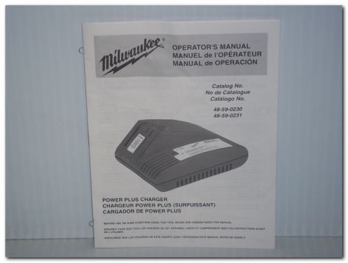 Milwaukee 48-59-0230 48-59-0231 power plus charger operator&#039;s manual original for sale