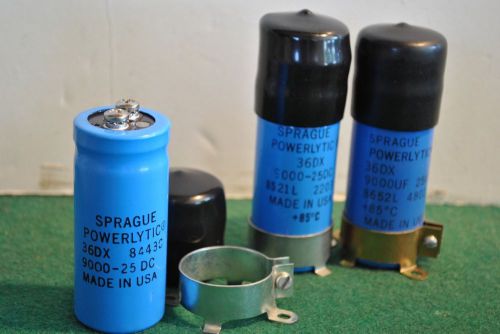 SPRAGUE POWERLYTIC CAPACITOR * 36DX * 9000 * 25V DC * WITH MOUNT AND CAP